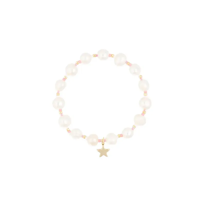 Dark Pearl Bead Bracelet With Glass Beads Light Rose