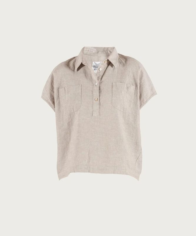 Blue Sportswear Lisbeth Kort Skjorte Lin Chalk Melange