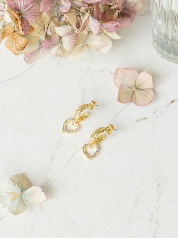 Secrets by B Sofia Crystal Heart Earrings 