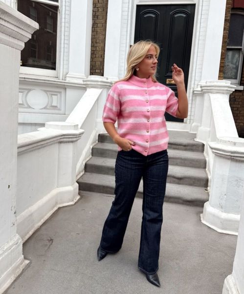 RAH Short Sleeve Cardigan With Buttons Pink Light Pink